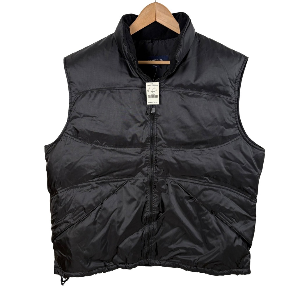 NWT Men's Down Puffer Vest Size XL Black Full-Zip Padded‎ Gilet Layering